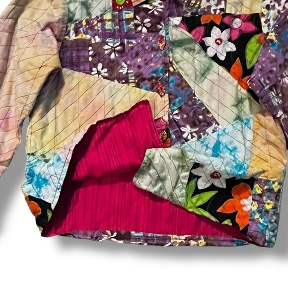 New Directions Patchwork Jacket Large Quilted Flo… - image 6