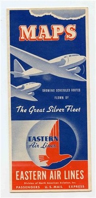 Eastern Air Lines Maps Showing Scheduled Routes Flown By Great Silver Fleet 