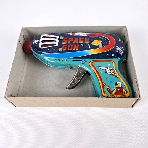 Space Gun Yoshiya KO Japan Tin Litho Vintage Toy Ray Boxed 1950 Tested Works - Picture 3 of 16