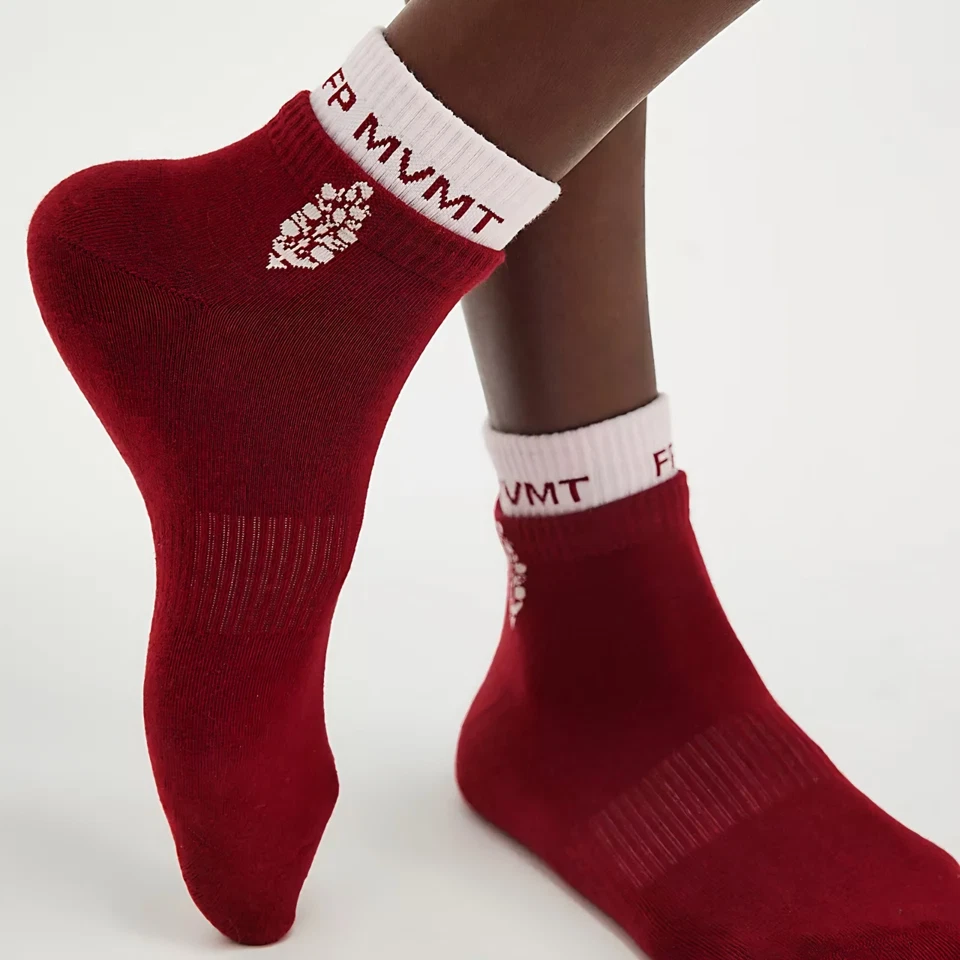 Pack de 2 calcetines Free People Movement Lucky Honey Quarter Bannbutt rosa borgoña Foto 2 de 4