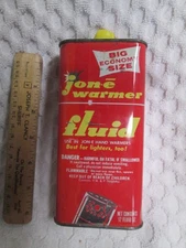 Vintage 12 oz Jon-e Hand Warmer Fluid Empty Can Hunting Big Economy size