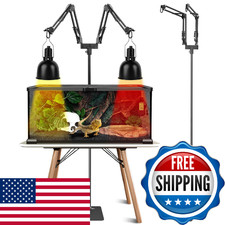 BESTSHOP Dual Reptile Lamp Stand, Heat Lamp Stand 15.7 to 74.3 inch with 2 Adj