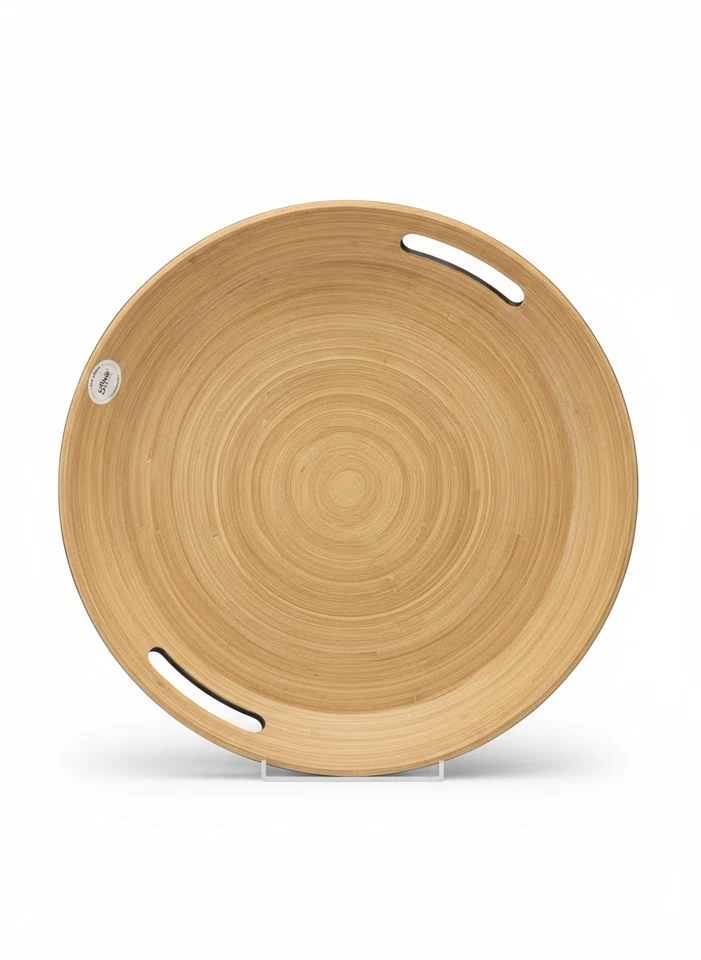 5five Bambus-Tablett Ø42 cm Petrol – Modern Color, rund mit Griffen - Bild 2 von 2