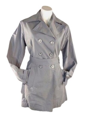 Kate Landry gray trench coat women size 8 Basic Staple Capsule Wardrobe