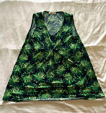 Kasara Green Tropical Leaf Print V-Neck Sleeveless Top - Size S