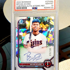 💥/100💥 Bryan Acuna 1st - 2022 Bowman Chrome PROSPECT Auto Atomic /100 - PSA 10