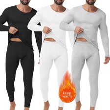 Men Thermal Underwear Set Winter Base Layer Top & Bottom Soft Long Johns Warm AU
