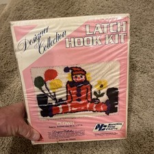 Vintage National Yarn Crafts Clown Latch Hook Kit 20x27 NEW Sealed R5425