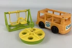 Fisher Price Play Family Little People School 923 Bus Playground Swing Vintage