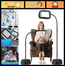 Extra Large 30X 10X Floor Magnifying Glass with Light  Stand, 60 LED Gooseneck