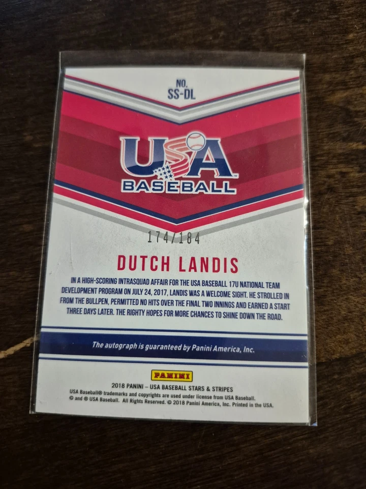 2018 Panini USA Stars & Stripes Dutch Landis Autograph #/184 - Image 2 of 2