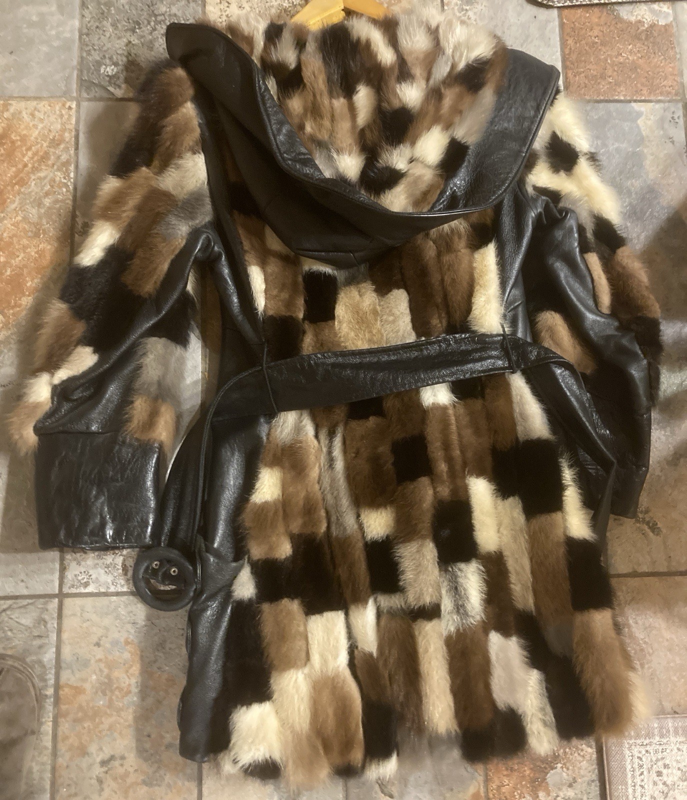 Multi Color Patchwork MINK Jacket Coat w/Leather … - image 14