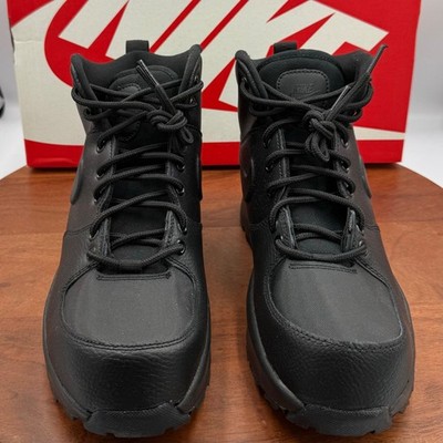 Nike Manoa 17 LTR Triple Black Leather Boots Youth Size 7Y HF0750-001 High Top