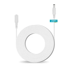25ft Power Extension Cable 2.1mm x 5.5mm for CCTV DVR Wireless WiFi IP Camera