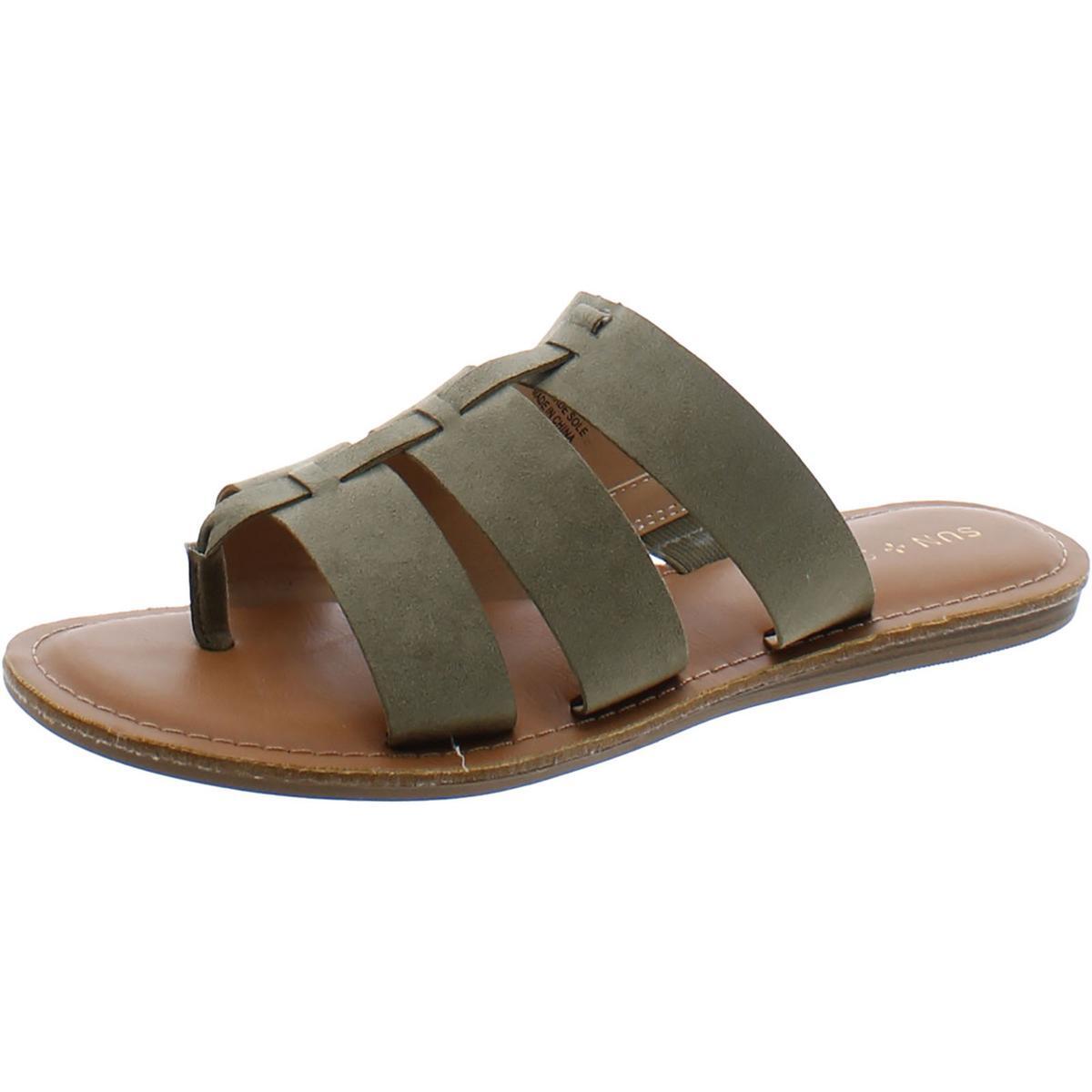 Sun + Stone Женские босоножки Oliaa Green Slide 6.5 среднего размера (B,M) BHFO 7132