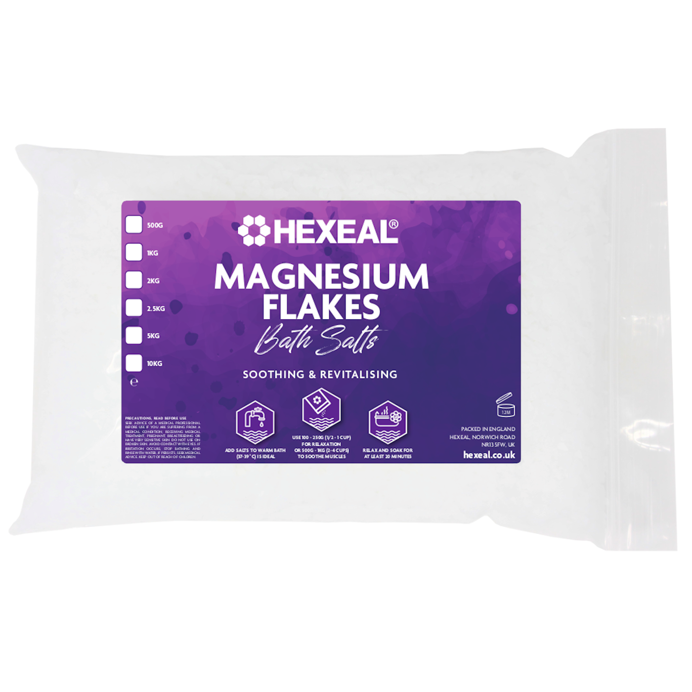 Hexeal MAGNESIUM FLAKES | 2kg Bag | 100% Pure | Bath Soak | Magnesium Chloride