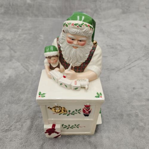 Lenox Santa Workbench Cookie Jar Santa's Holiday Toy Shop w/ Elf Christmas  13" - Picture 1 of 13