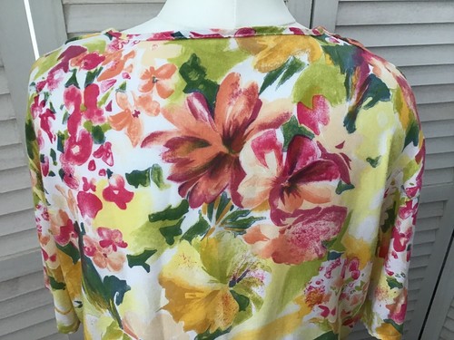 Blusa Camisa Túnica Top Botones Corbata Cintura Talla 14 Vintage STUDIO DEE Floral Vibrante - Imagen 4 de 7