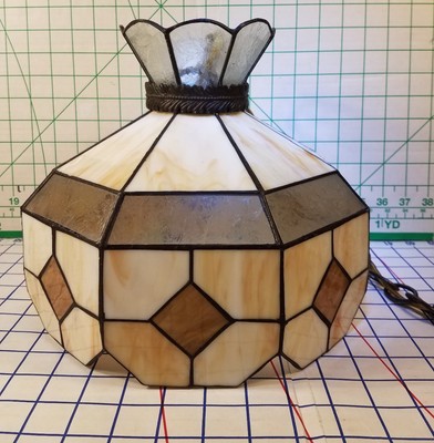 Stained Glass Ceiling Lamp Shade Slag Tiffany Style Panels Amber