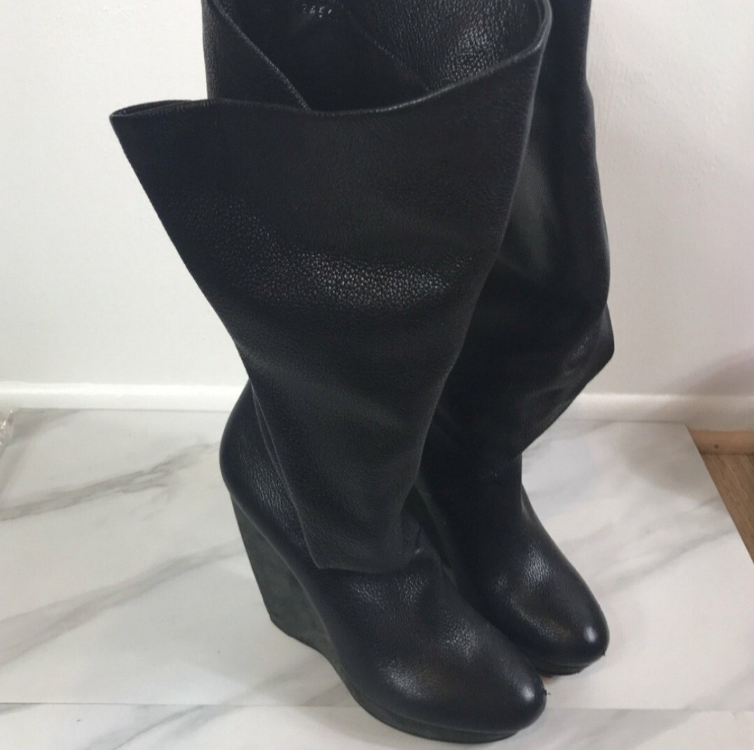 BALENCIAGA Leather Wrap KneeHigh Boots With Suede We… Gem