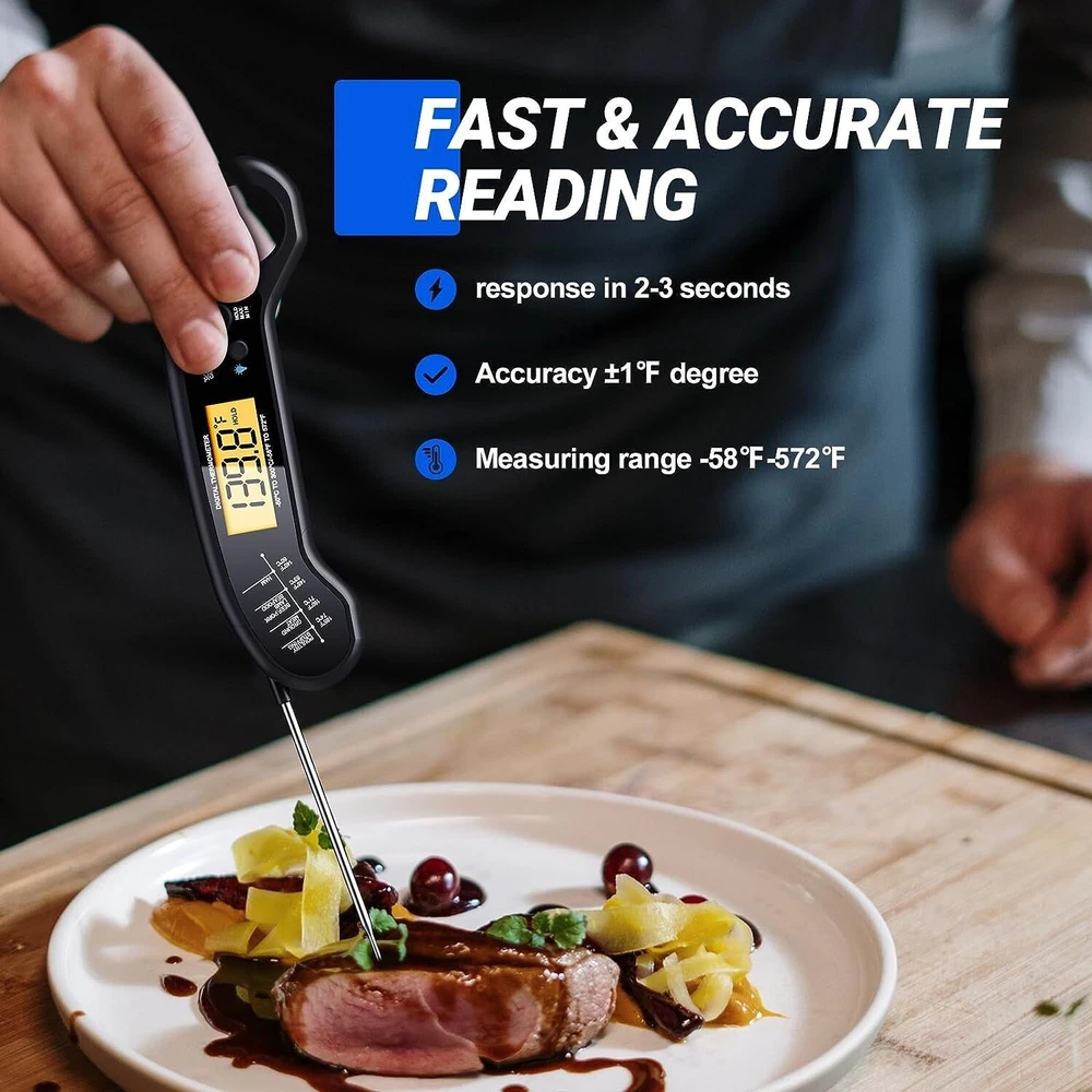 Meat Thermometer Digital Read Food Thermometer for Grilling and Cooking with Bac