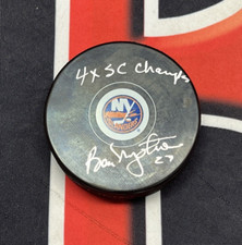 Bob Nystrom Autographed New York Islanders Logo Puck Signed Steiner CX