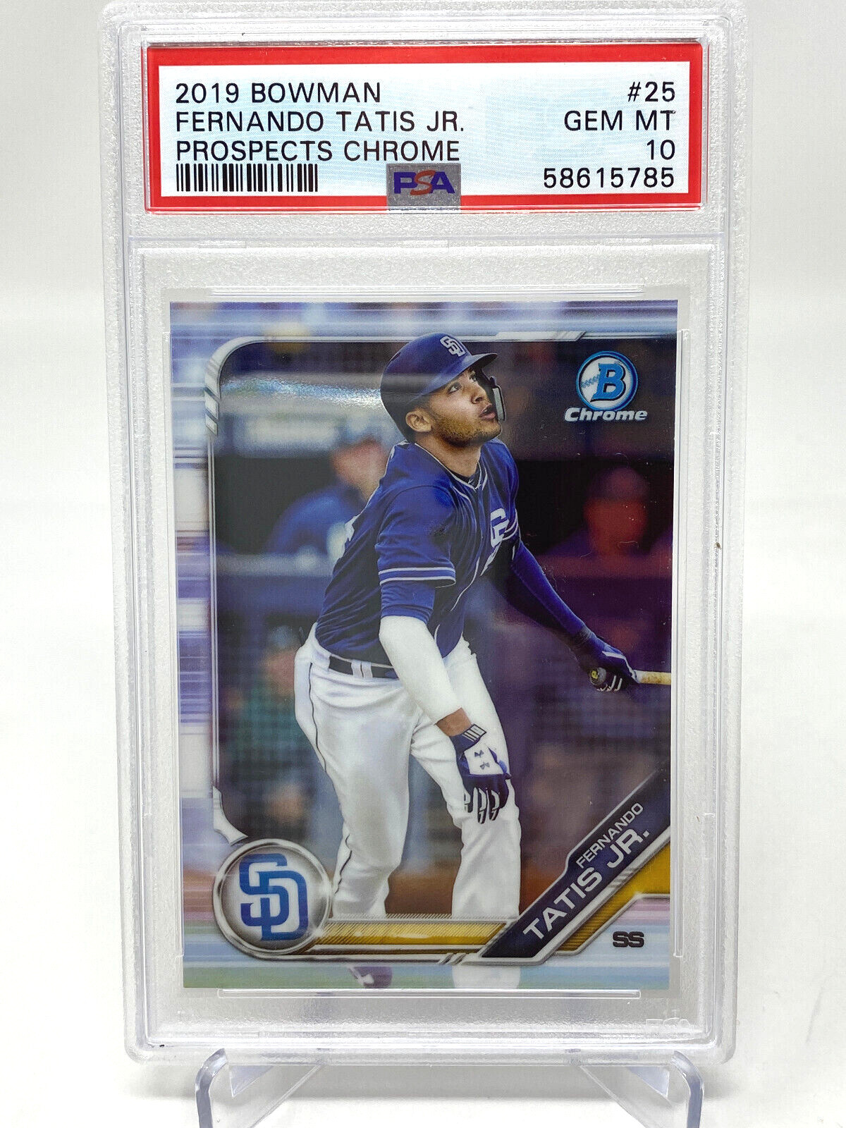 2019 Bowman #25 Fernando Tatis Jr. Rookie Card - PSA 10 view 3