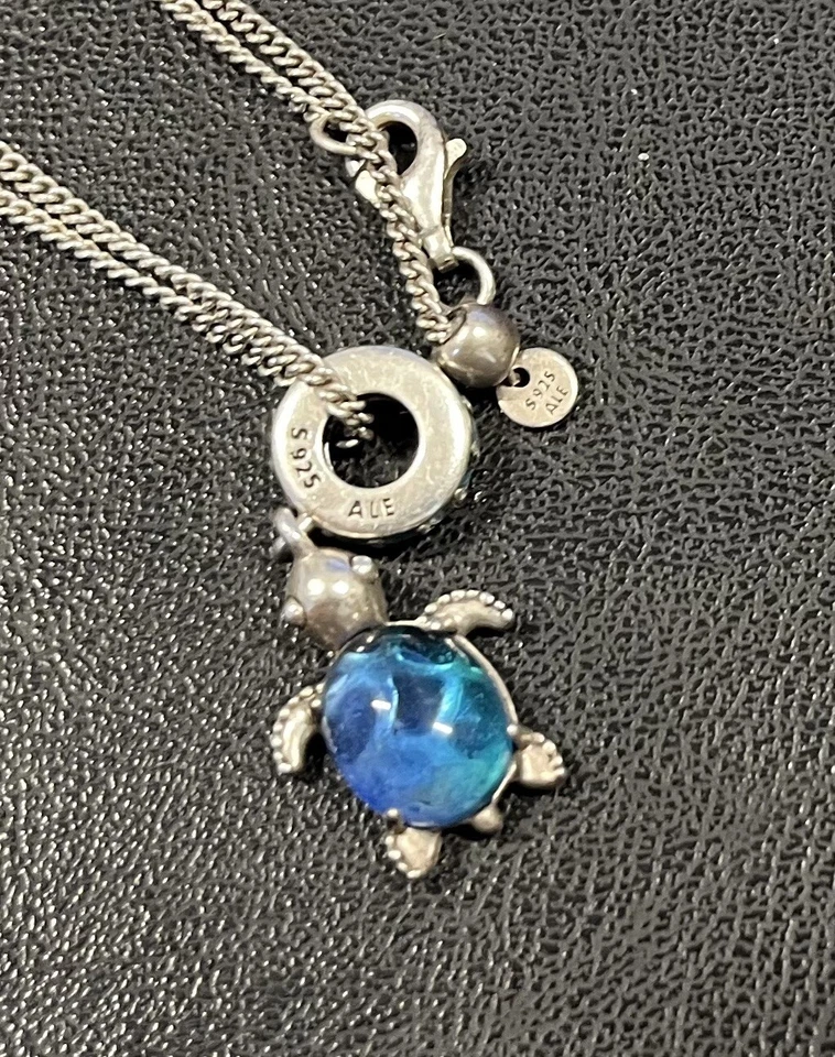 Pandora Catenina In Arg. con Pendente Tartaruga Arg. lunghezza 60 cm da aperta - Immagine 2 di 2