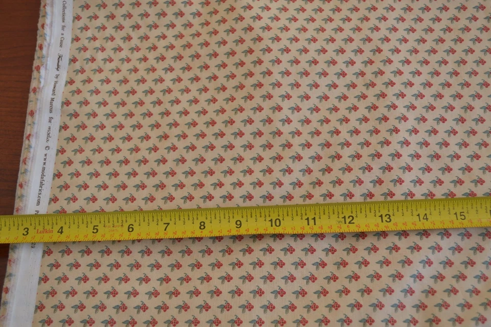 15" Long, Red Floral on Tan Cotton, Moda/Collections/Marcus/Friendship, M8788 - Image 2 of 4
