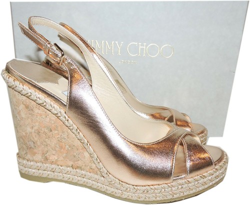 Jimmy CHOO SANDALI Zeppa Sandali Scarpe Espadrillas Amely 37 ORO | eBay