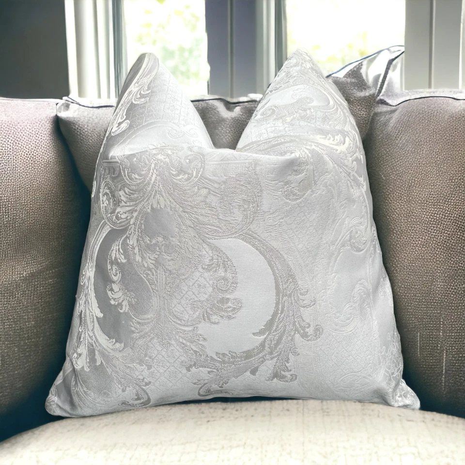 Cushion Covers Grey Silver - Set of 4 Damask Epitome Luxury Gainsborough 45x45cm - Image 3 of 4