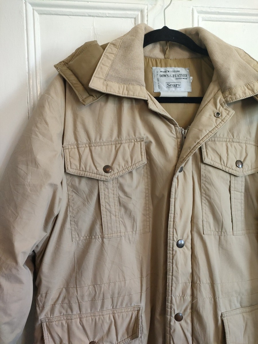Genuine Vintage Sears Down and Feather Winter Jacket, Tan Genuine Vintage Sears Down and Feather Winter Jacket, Tan
