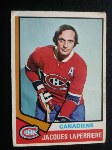 1974-75 O-Pee-Chee Hockey Card # 202 Jacques Laperriere - Montreal Canadiens HOF