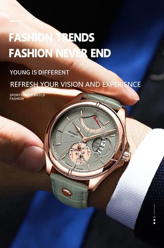 POEDAGAR Reloj de Lujo para Hombre Impermeable Cuarzo Cuero Relojes para Hombre Nuevo - Imagen 13 de 16