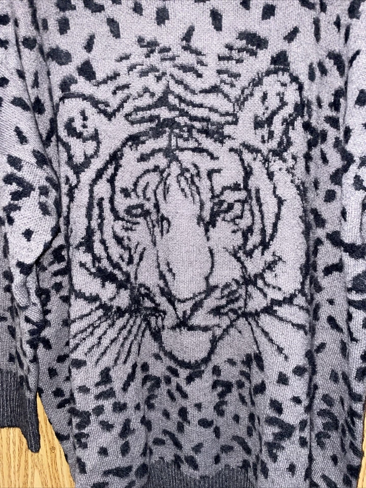 DG2 Diane Gilman XXL Tigre Leopardo Negro Suéter Túnica Gran Tamaño Pull Over Cálido Foto 2 de 4