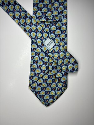NAZARELLO GABRIELLI Blue Geometric Tie Mens Summer Aquatic fish tie Italian Silk