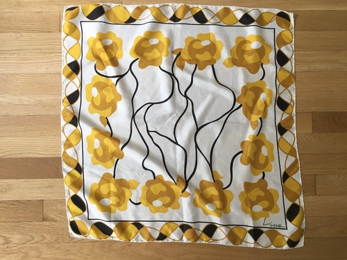 Lino Vintage Yellow Gold amp Black Scarf Silk Seventies Abstract Floral Lino Vintage Yellow Gold amp Black Scarf Silk Seventies Abstract Floral
