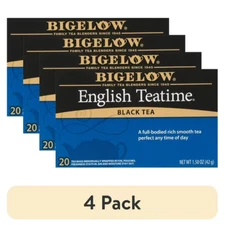 English Bigelow Black Tea Teatime 20 Count Box Tea, Caffeinated (4 Pack)