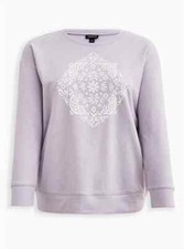 Torrid Drop Shoulder Sweatshirt Super Soft Fleece Mandala Purple 2x 18 20 A27903