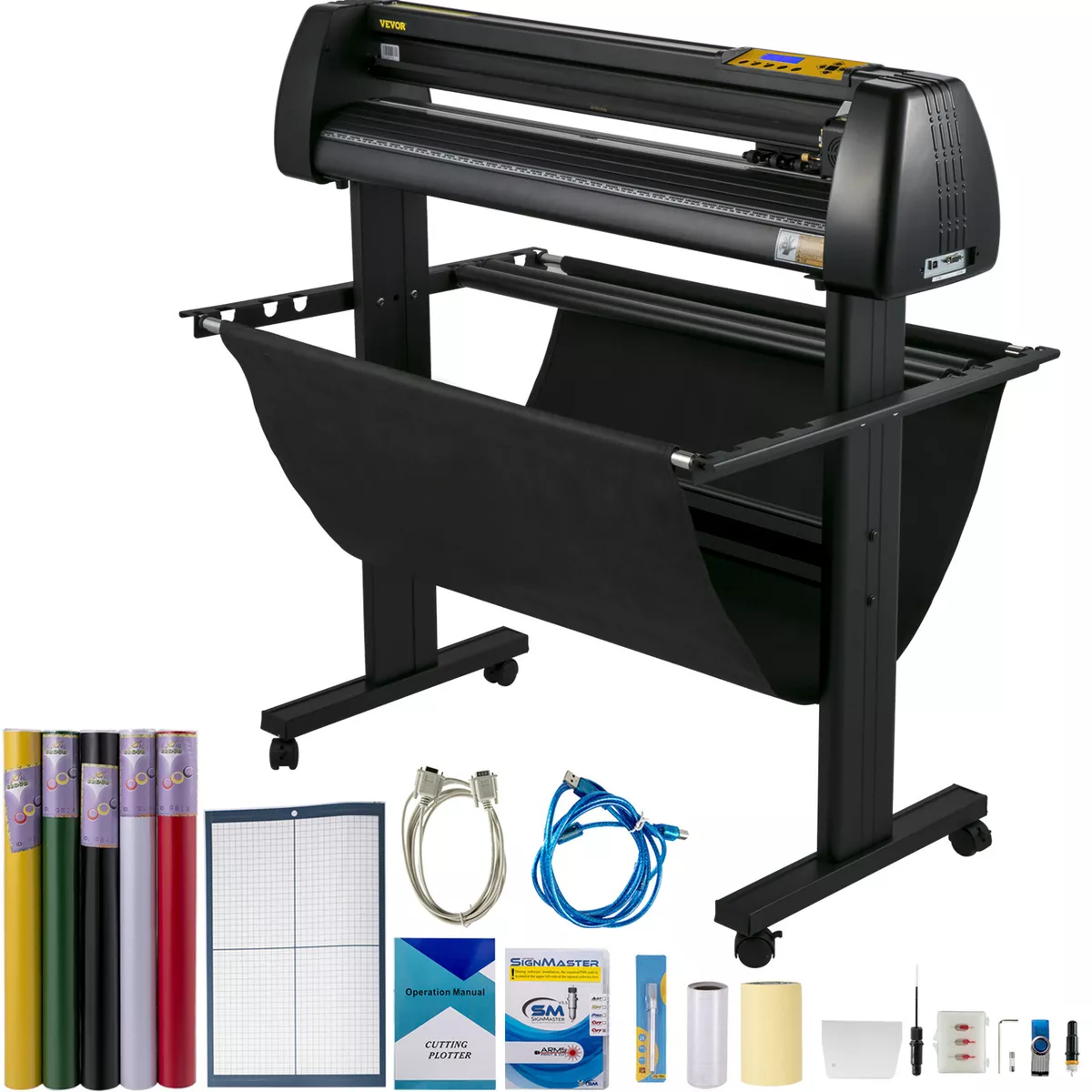 34 Cutter Vinyl Plotter Cutting Machine Kit w/Sign Software 3 Blade LCD  Screen