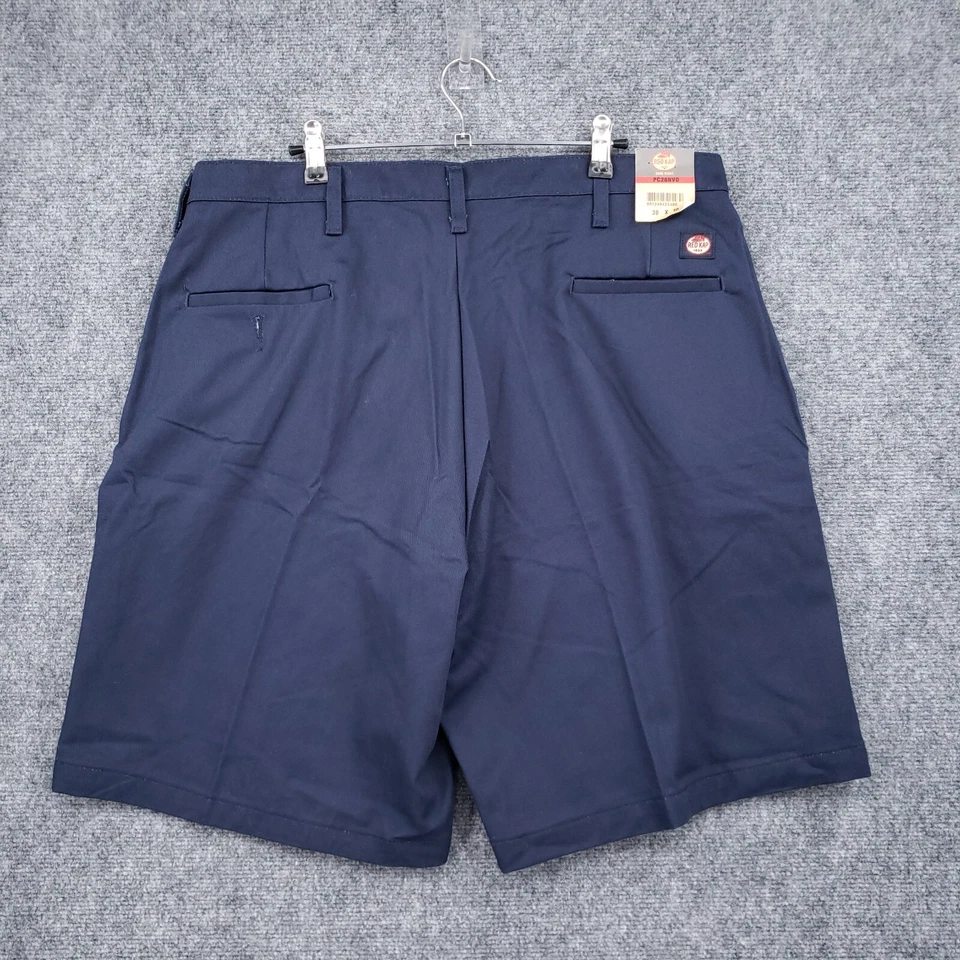 NUEVO Pantalones Cortos Rojo Kap Para Hombres 38x10 Azul Bermudas Lavado Medio Frente Plano Cremallera Bolsillo Mosca Foto 2 de 4