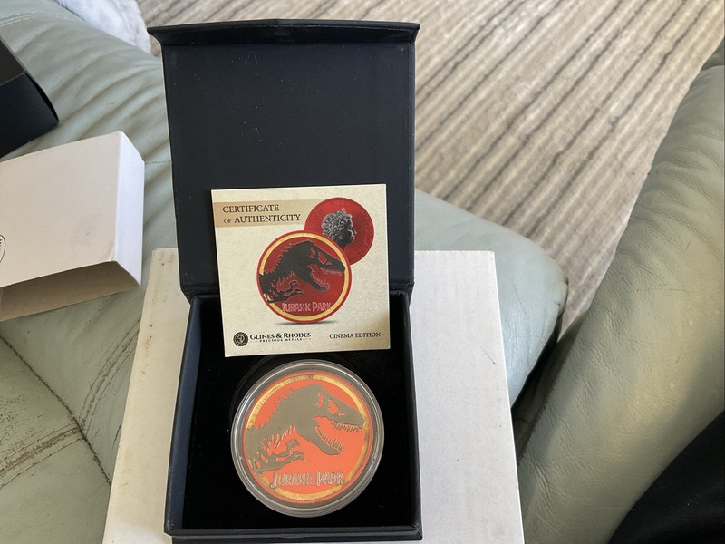 2020 NIUE JURASSIC PARK CINEMA EDITION 1 OZ .999 SILVER - VERY RARE - 250 MADE