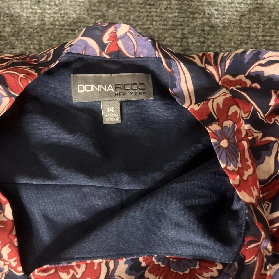 Donna Ricco Women’s 14 Dress Purple Floral Balloon Sleeve Midi Cocktail - Image 3 of 3