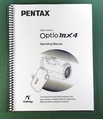 Pentax Optio MX4 Instruction Manual: 148 Pages & Protective Covers!