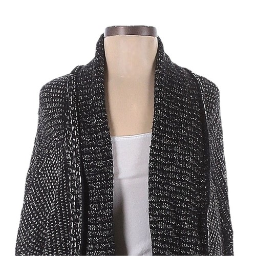 Velvet By Graham & Spencer Black Knit Open Oversized Wool Cashmere Cardigan S - 第 3/7 張圖片