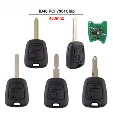 For Peugeot 107 Citroen C1 C2 C3 C4 Button Car Remote Key Fob 433MHz ID46 Chip