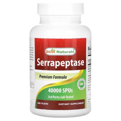 2 X Best Naturals, Serrapeptase, 40,000 SPUs, 180 VCAPS-Worldwide