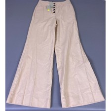 Boden Women Linen Wide Leg Trousers US 8R Pink High Rise Button Fly New NWT