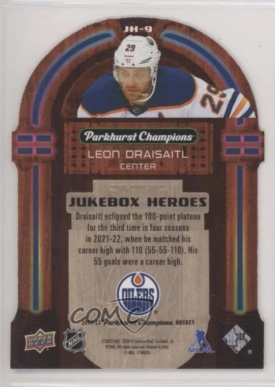 2022-23 Upper Deck Parkhurst Champions Juke Box Heroes Leon Draisaitl #JH-9 - Image 2 of 2