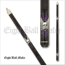 Eight Ball Mafia EBM29 Black w/Purple & a White Winged Skull Pool/Billiard Cue